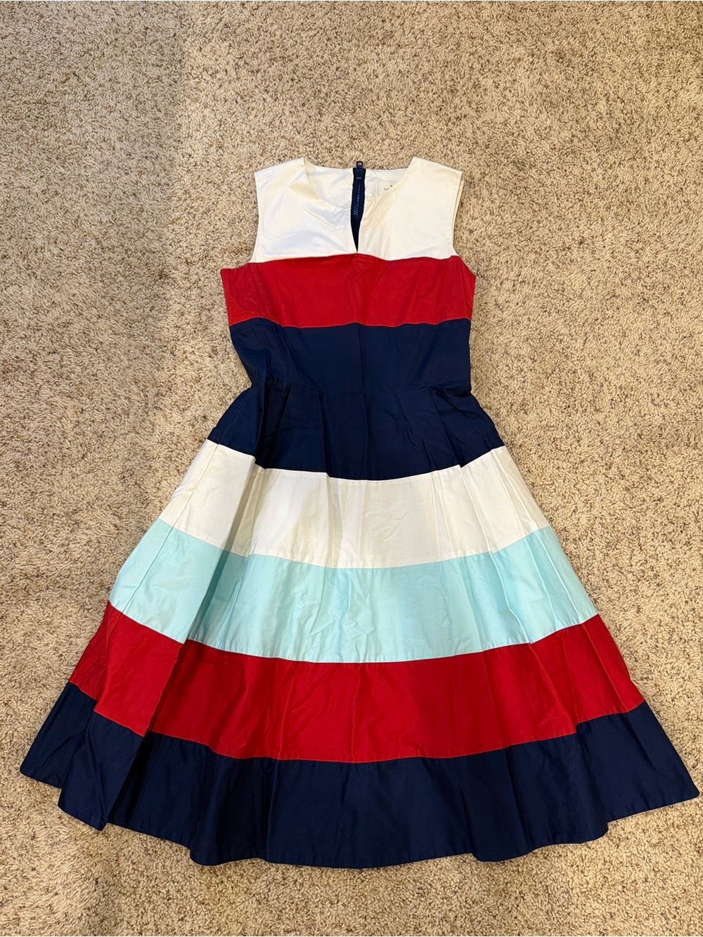 Kate Spade Corley Dress 8 Red Blue Stripe